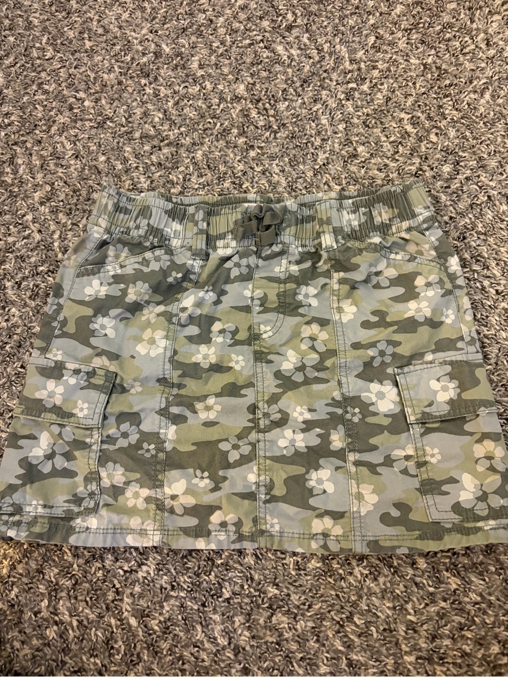 SO Girls' Olive Floral Camo Cargo Skirt